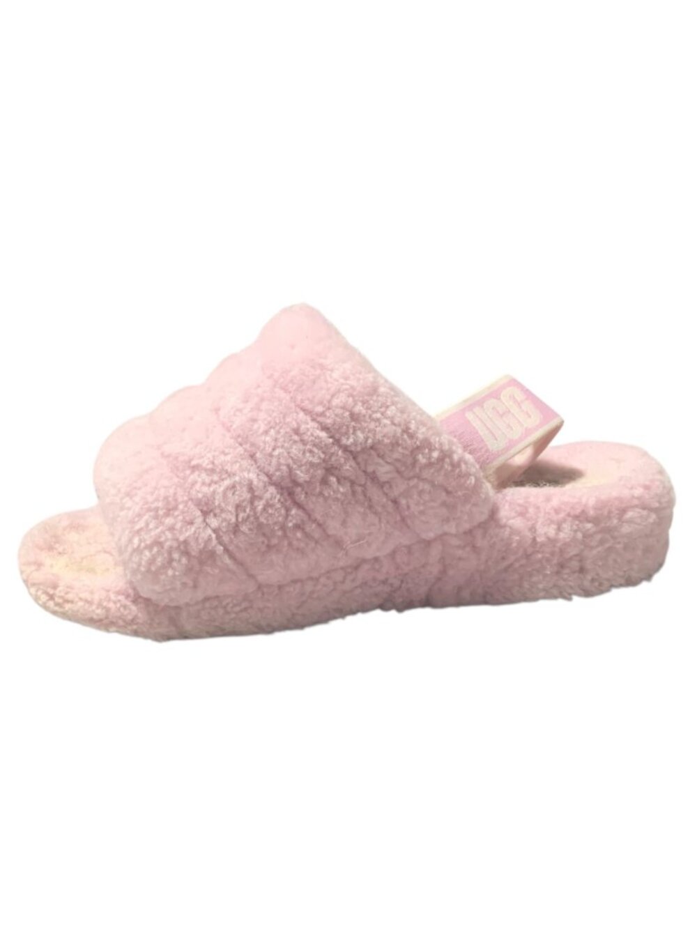 UGG Pink Fluff Yeah Sheepkin Slide-On Open Toe Ankle Strap Platform Slippers 8 - Picture 4 of 8